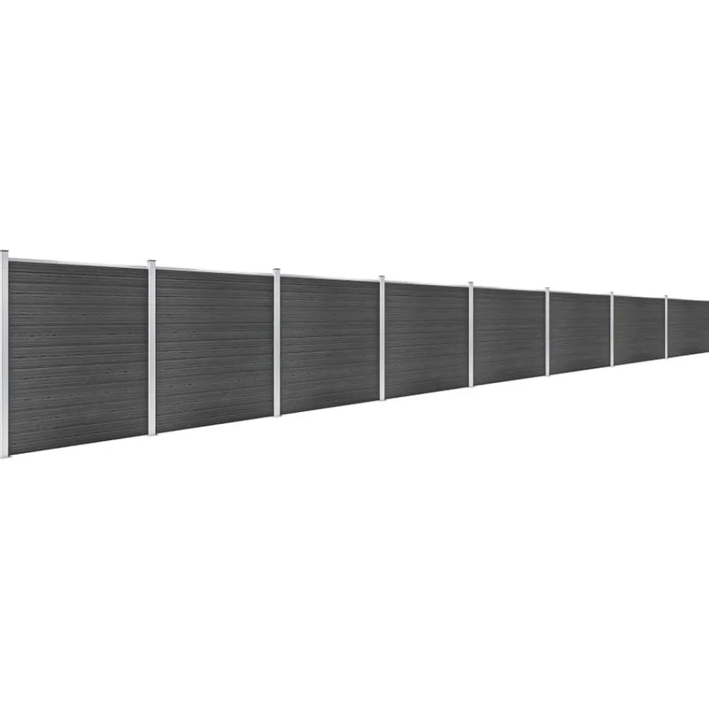 vidaXL Juego de paneles de valla WPC 1391x186 cm Negro Outlet