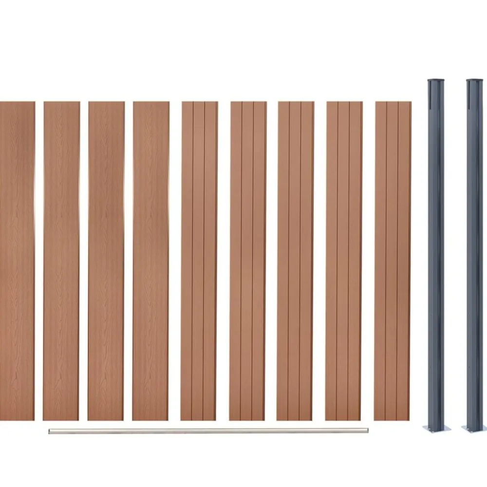 vidaXL Vallas De Jardín-Juego de paneles de valla WPC marrón 180x186 cm