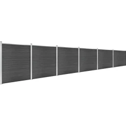 vidaXL Juego de paneles de valla WPC 1045x186 cm Negro New