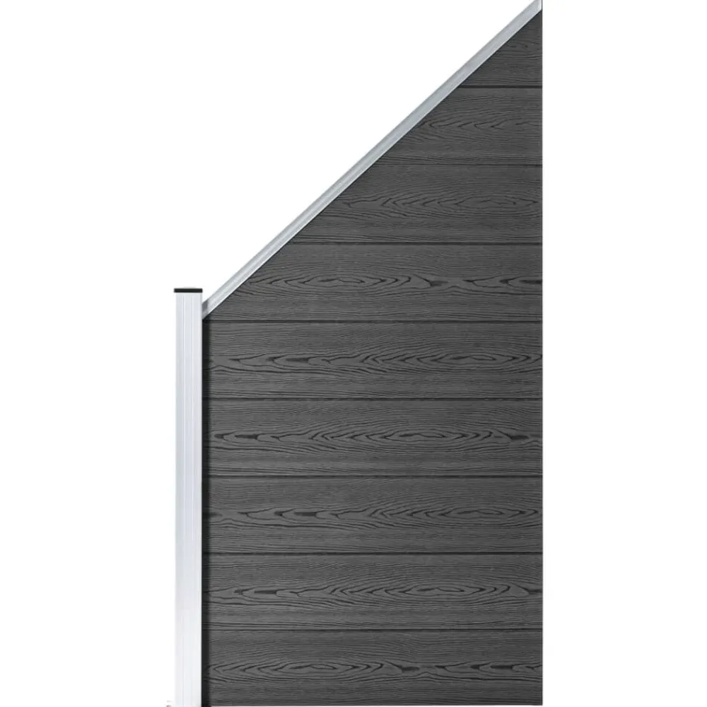vidaXL Juego de paneles de valla WPC 1657x(105-186) cm Negro Discount