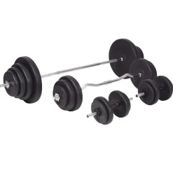 vidaXL Fitness Y Musculación-Juego de pesas barra y mancuernas 120 kg