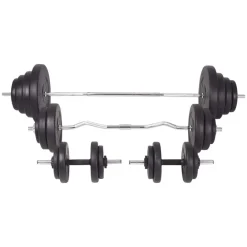 vidaXL Fitness Y Musculación-Juego de pesas barra y mancuernas 120 kg