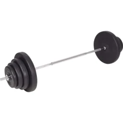 vidaXL Fitness Y Musculación-Juego de pesas barra y mancuernas 120 kg