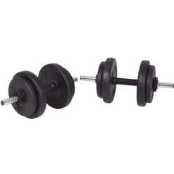 vidaXL Fitness Y Musculación-Juego de pesas barra y mancuernas 120 kg