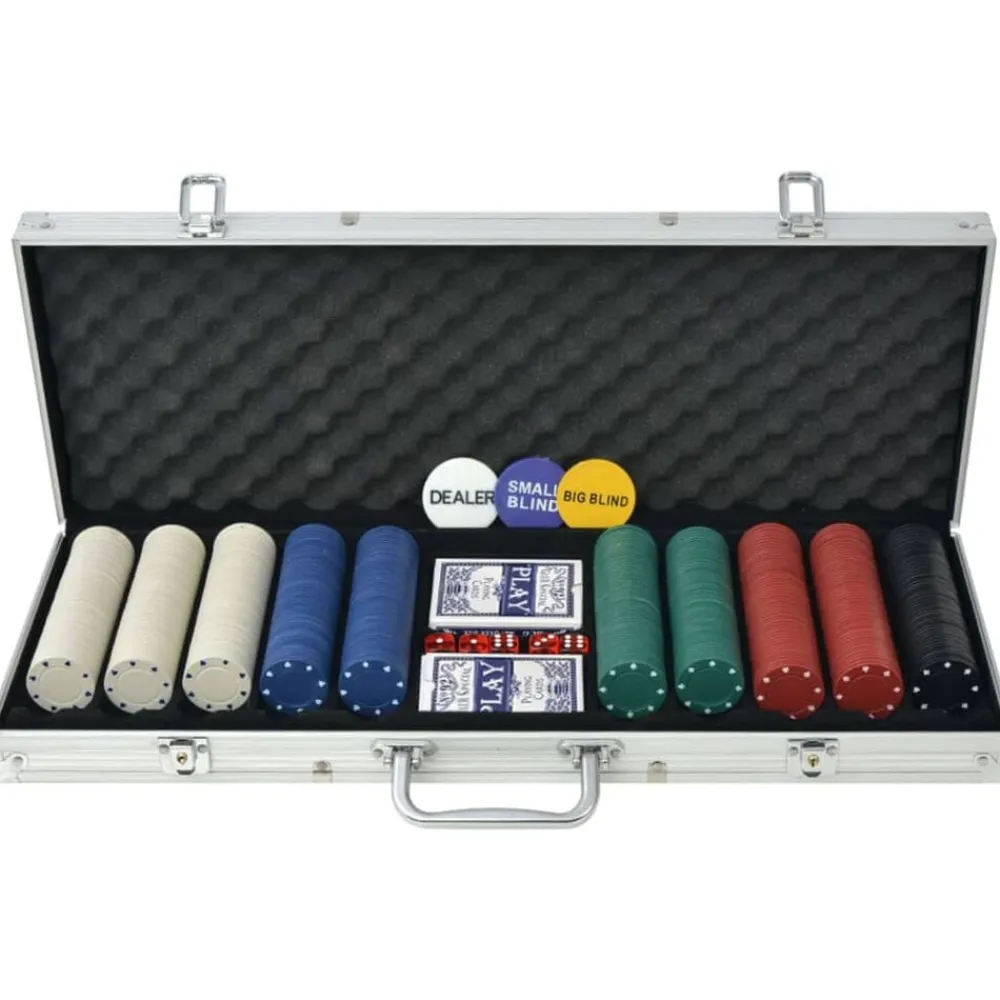 vidaXL Juego de Póker con 500 fichas maletín de aluminio New
