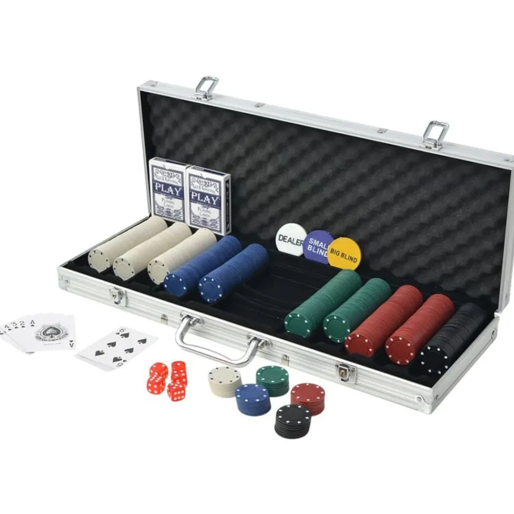 vidaXL Juego de Póker con 500 fichas maletín de aluminio New
