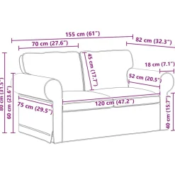 vidaXL Sofás-Juego de Sofá 2 pcs 155 x 82 x 80 cm tela