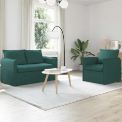 vidaXL Juego de Sofá 2 pcs 136 x 82 x 85 cm Tela Verde oscuro Hot