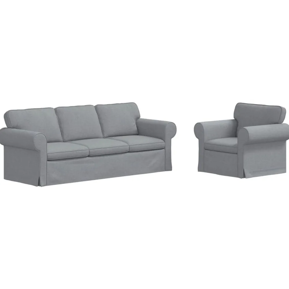 vidaXL Juego de Sofá 2 pcs 215 x 82 x 80 cm tela Gris claro Hot