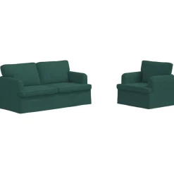 vidaXL Juego de Sofá 2 pcs 162 x 80 x 85 cm tela Verde oscuro Hot