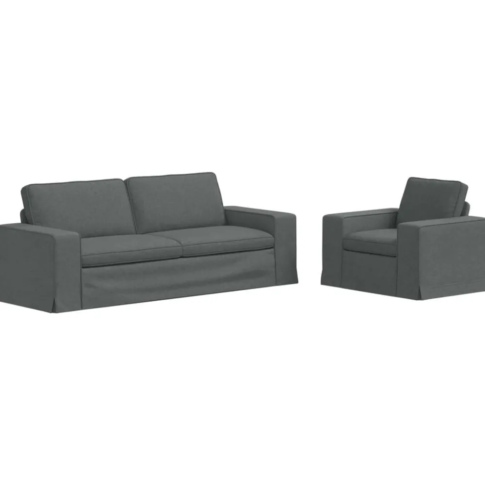 vidaXL Juego de Sofá 2 pcs 182 x 80 x 82 cm tela Gris oscuro Online