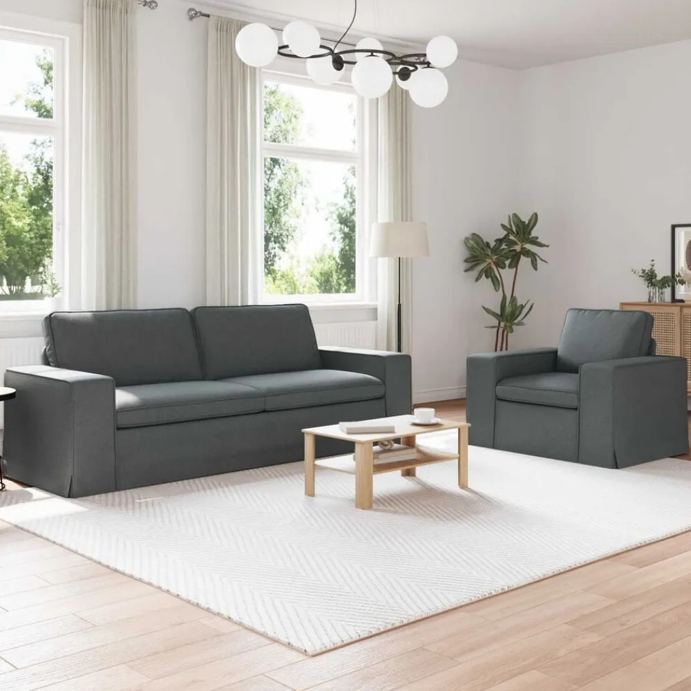 vidaXL Juego de Sofá 2 pcs 182 x 80 x 82 cm tela Gris oscuro Online