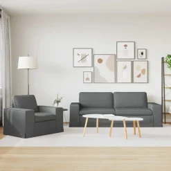 vidaXL Juego de Sofá 2 pcs 182 x 80 x 82 cm tela Gris oscuro Online