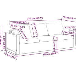 vidaXL Sofás-Juego de Sofá 2 pcs 228 x 78 x 80 cm Terciopelo
