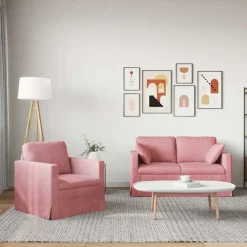 vidaXL Juego de Sofá 2 pcs 138 x 78 x 80 cm Terciopelo Rosa Sale