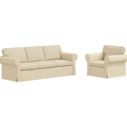 vidaXL Juego de Sofá 2 pcs 215 x 82 x 80 cm tela Crema Hot