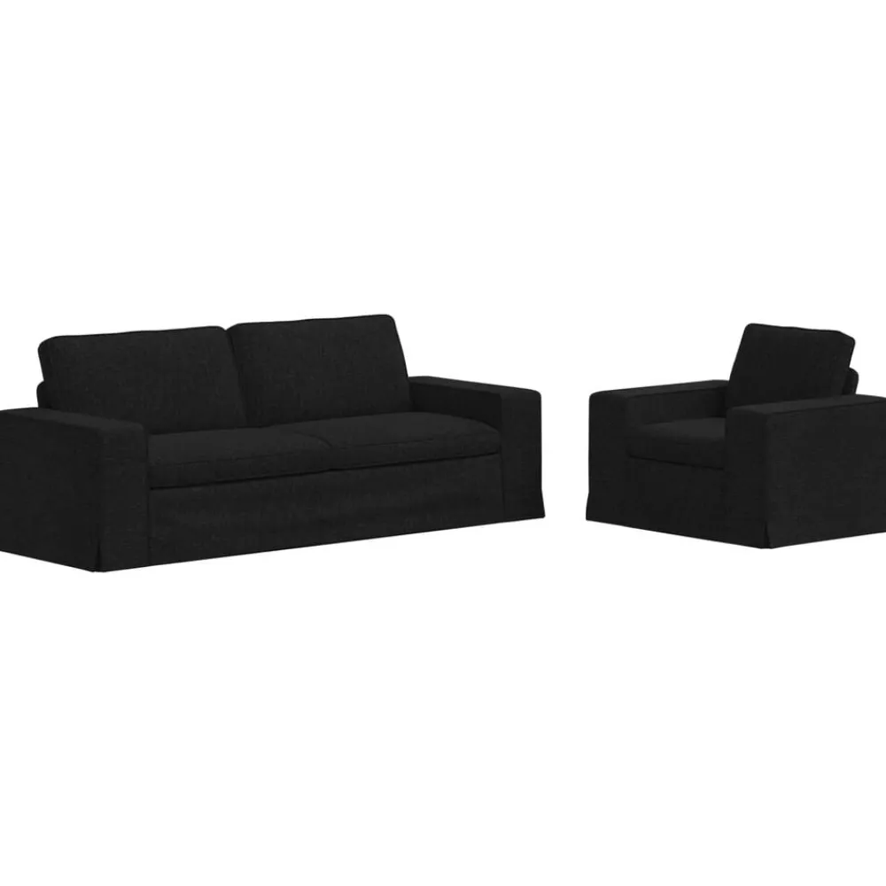 vidaXL Juego de Sofá 2 pcs 182 x 80 x 82 cm tela Negro Discount