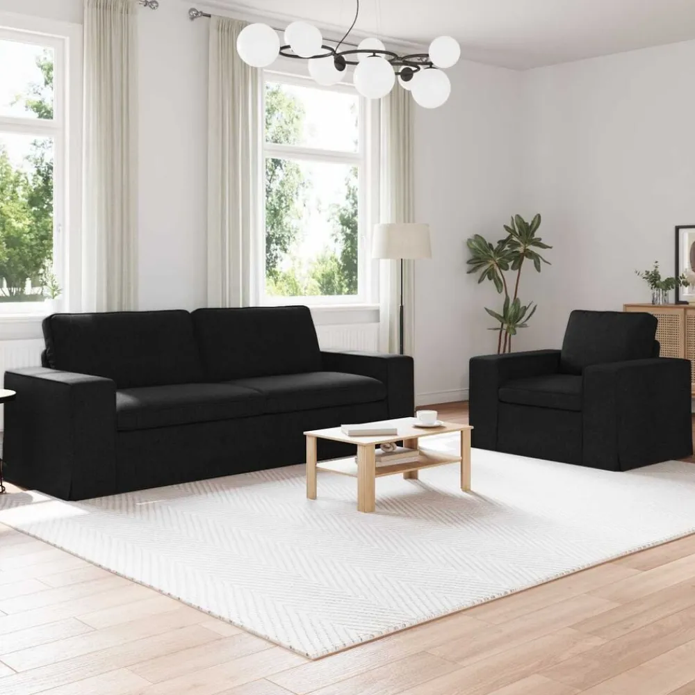 vidaXL Juego de Sofá 2 pcs 182 x 80 x 82 cm tela Negro Discount