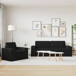 vidaXL Juego de Sofá 2 pcs 182 x 80 x 82 cm tela Negro Discount