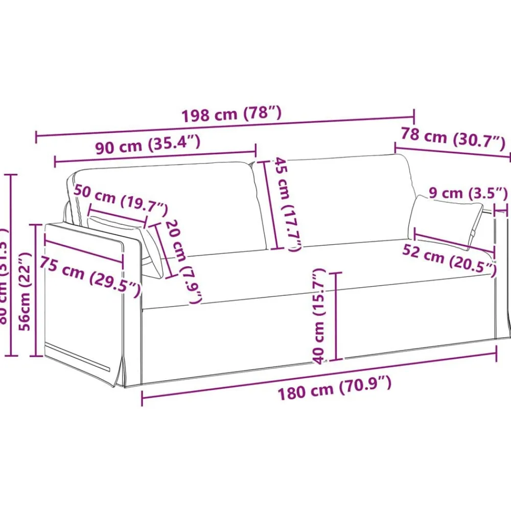 vidaXL Sofás-Juego de Sofá 2 pcs 198 x 78 x 80 cm tela