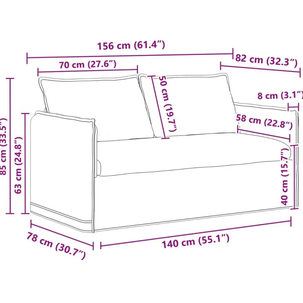 vidaXL Sofás-Juego de Sofá 2 pcs 156 x 82 x 85 cm Tela