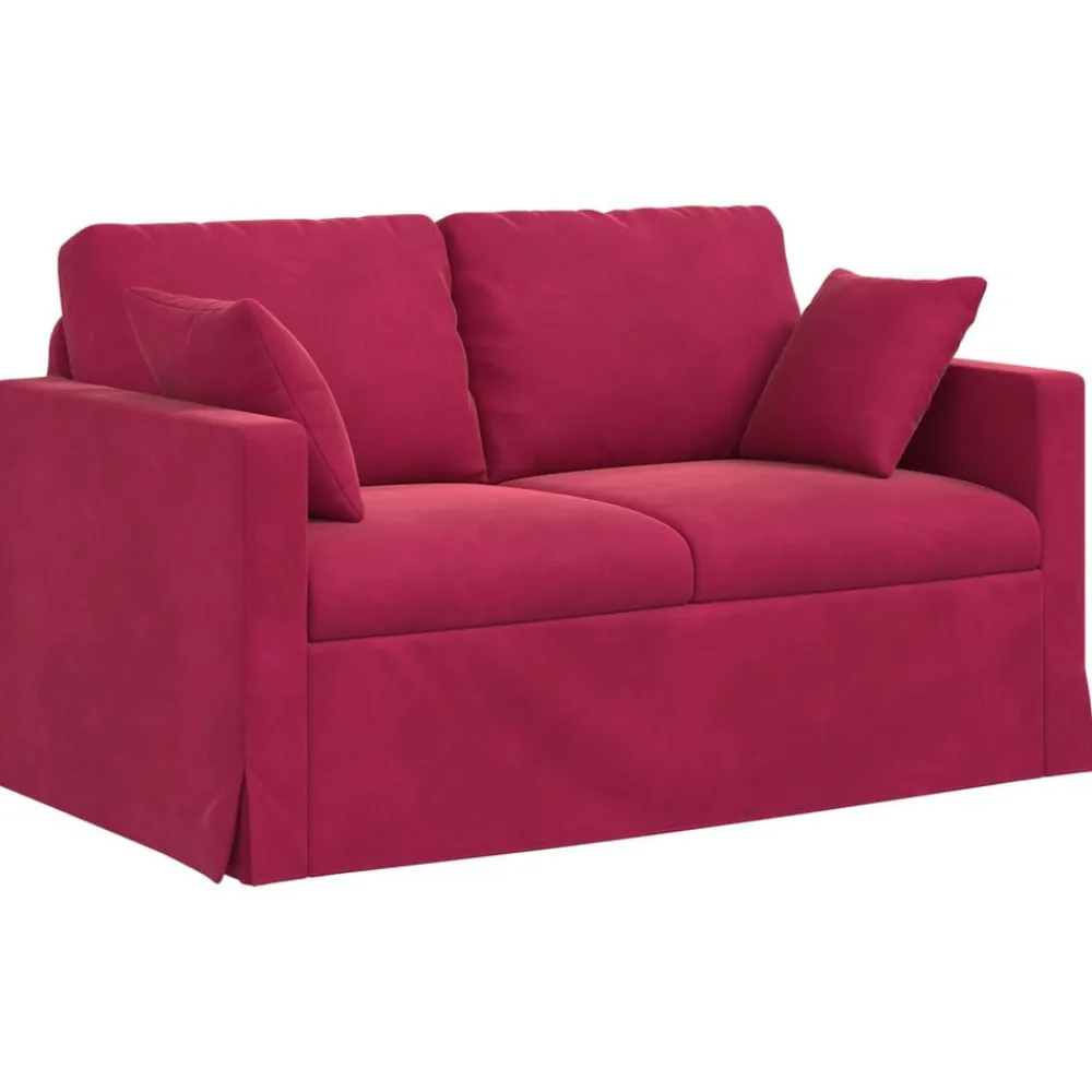 vidaXL Juego de Sofá 2 pcs Rojo vino 138 x 78 x 80 cm Terciopelo Rojo vino tinto New