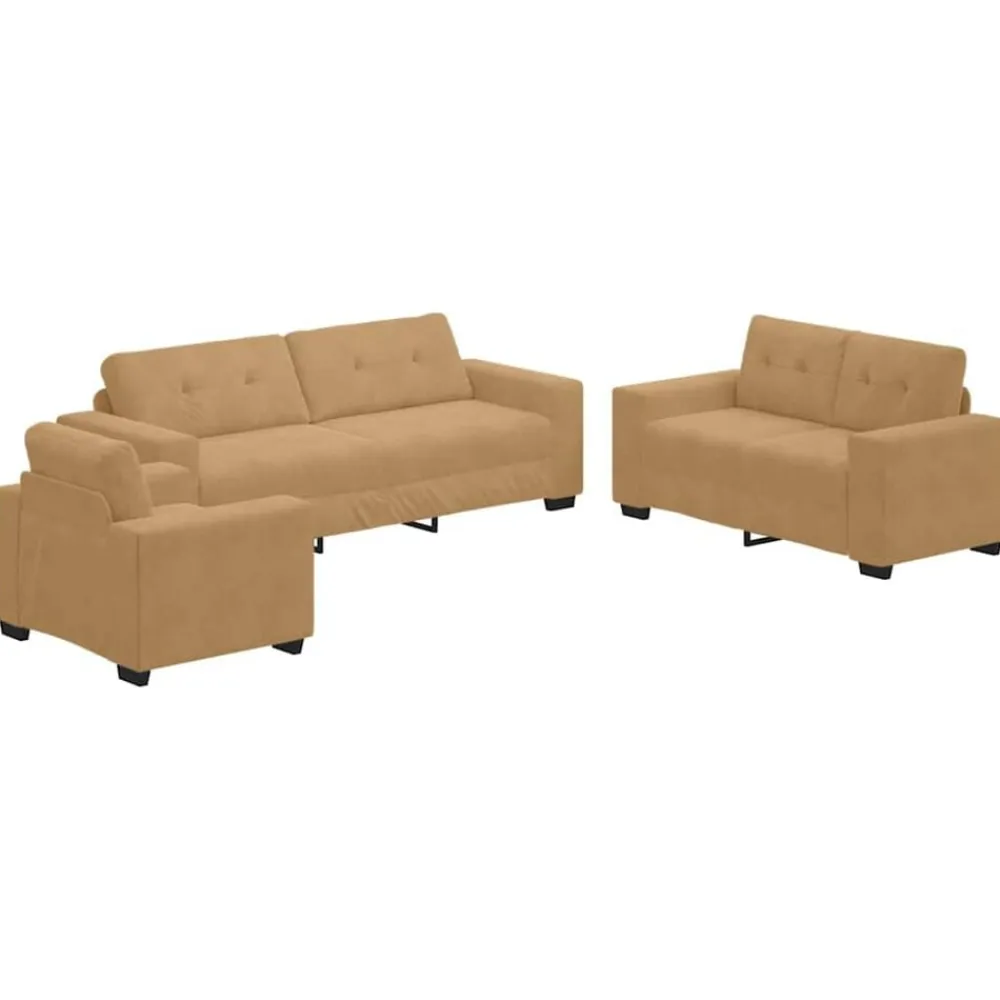 vidaXL Juego de Sofá 3 pcs Marrón 221 x 80 x 80 cm Terciopelo Marrón Online