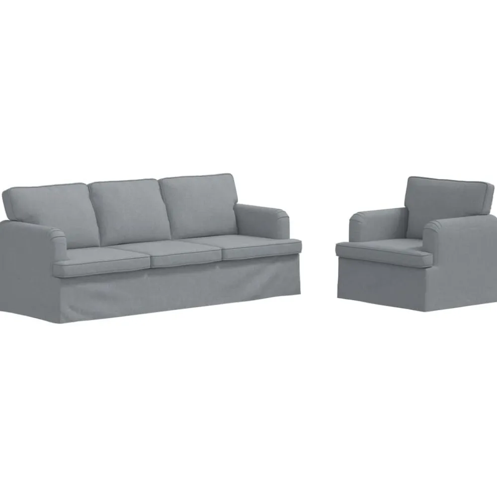 vidaXL Juego de Sofá 2 pcs 144 x 80 x 85 cm tela Gris claro New