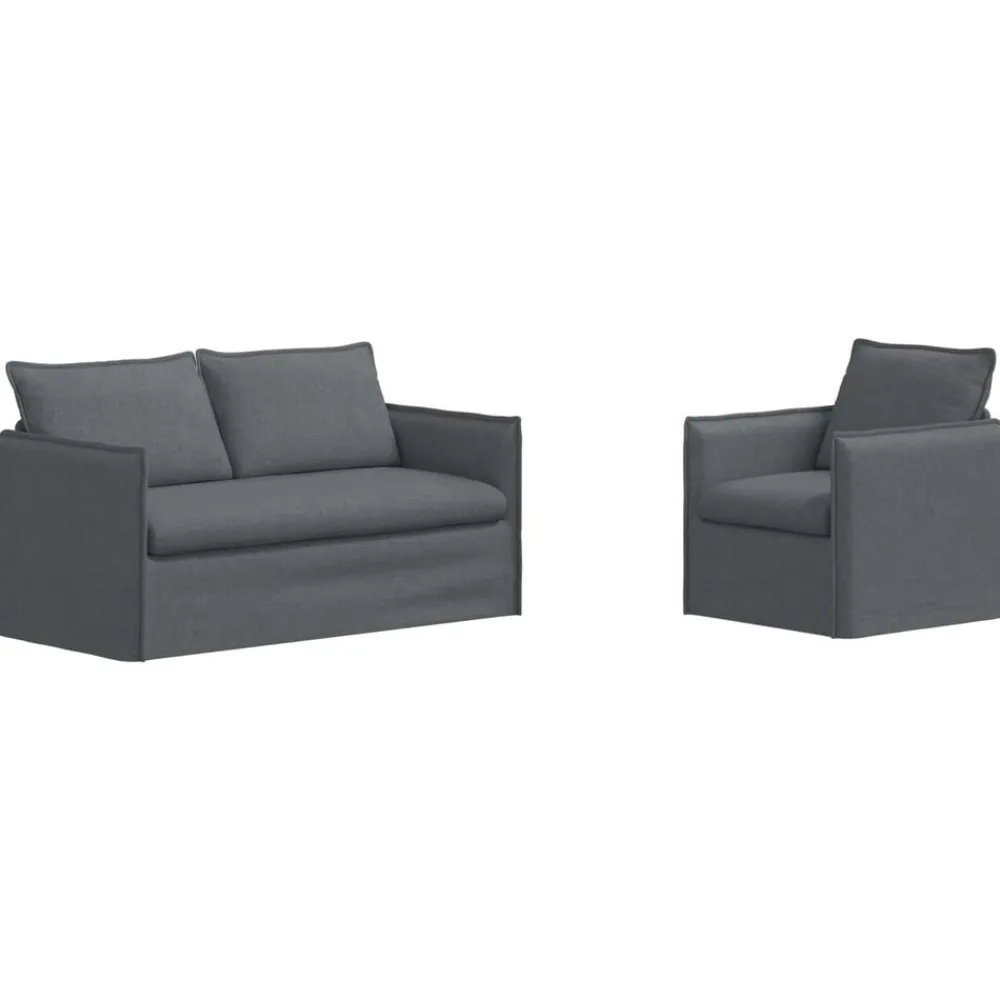vidaXL Juego de Sofá 2 pcs 156 x 82 x 85 cm Tela Gris oscuro Sale
