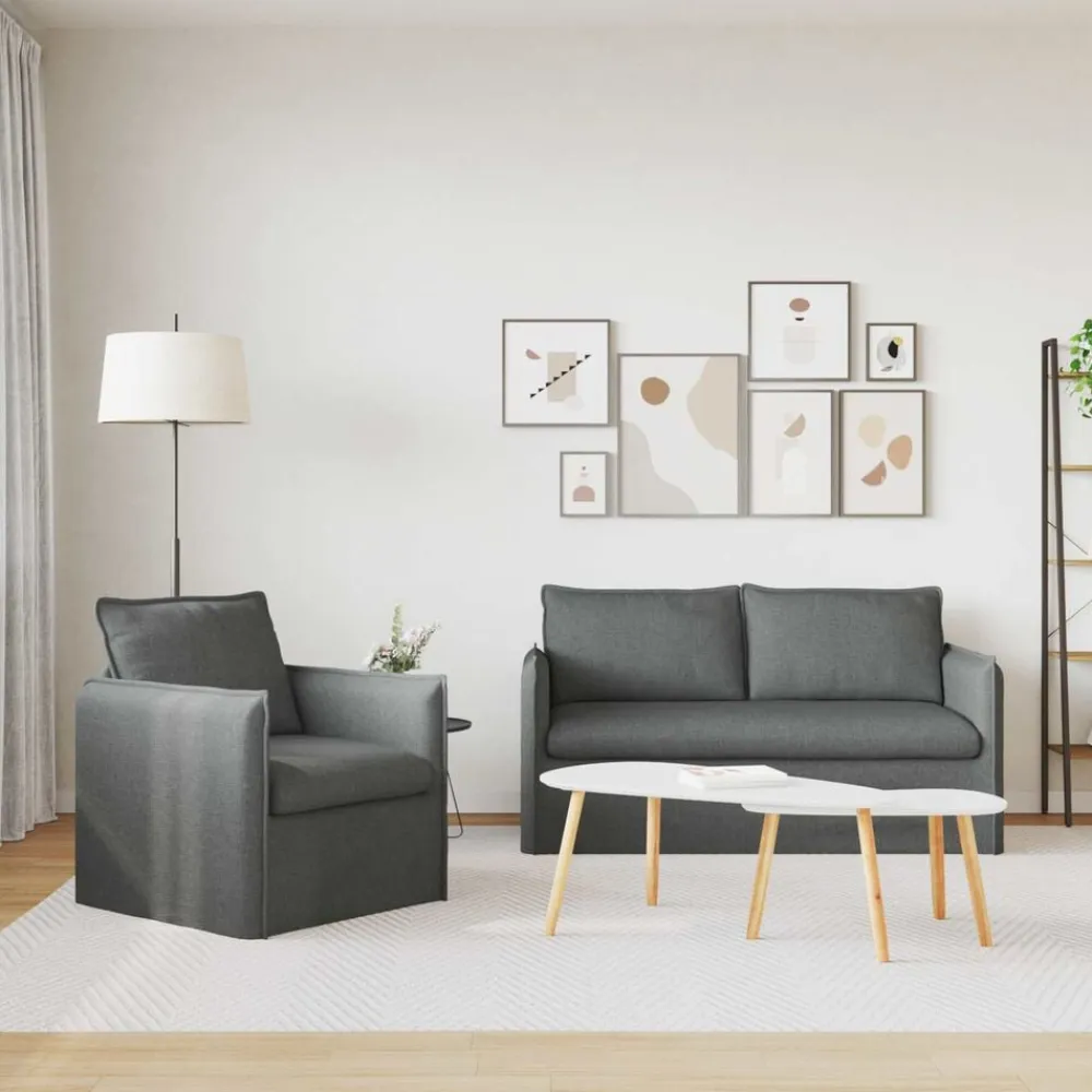 vidaXL Juego de Sofá 2 pcs 156 x 82 x 85 cm Tela Gris oscuro Sale