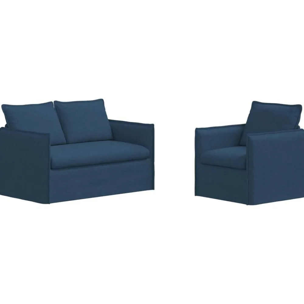 vidaXL Juego de Sofá 2 pcs 136 x 82 x 85 cm Tela Azul Outlet