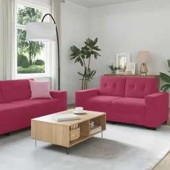vidaXL Sofás-Juego de Sofá 3 pcs Rojo Viento 221 x 80 x 80 cm Terciopelo