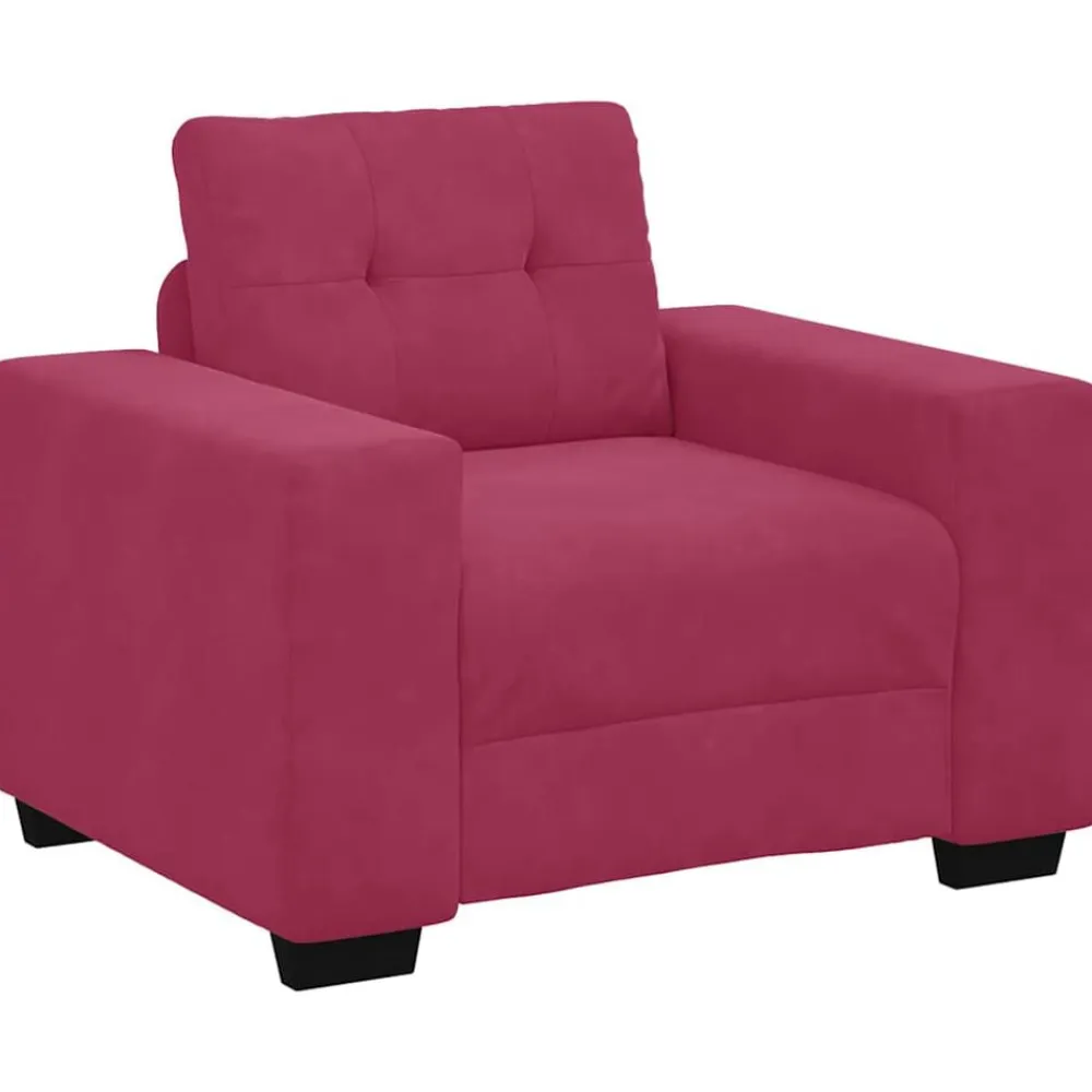 vidaXL Sofás-Juego de Sofá 3 pcs Rojo Viento 221 x 80 x 80 cm Terciopelo