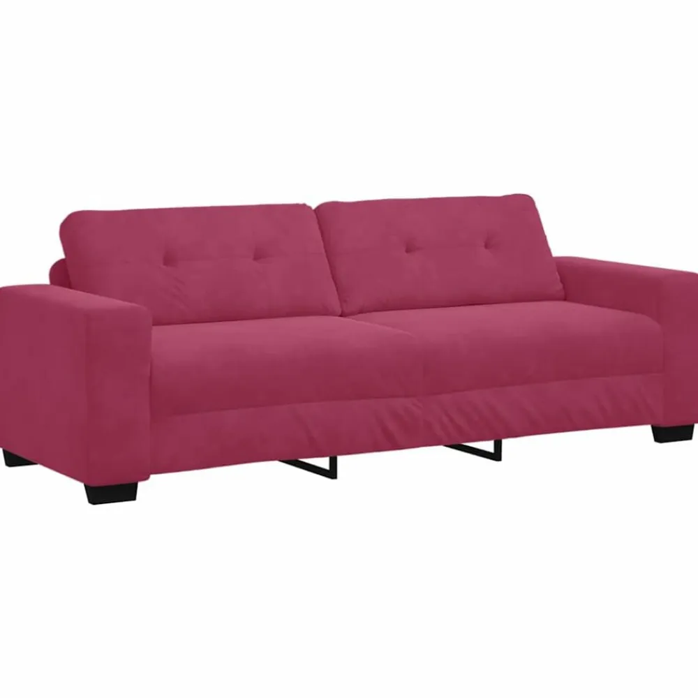 vidaXL Sofás-Juego de Sofá 3 pcs Rojo Viento 221 x 80 x 80 cm Terciopelo