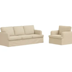 vidaXL Juego de Sofá 2 pcs 144 x 80 x 85 cm tela Crema Clearance