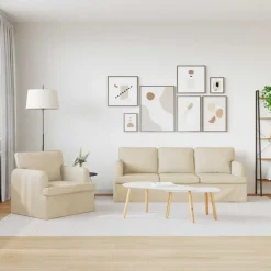 vidaXL Juego de Sofá 2 pcs 144 x 80 x 85 cm tela Crema Clearance