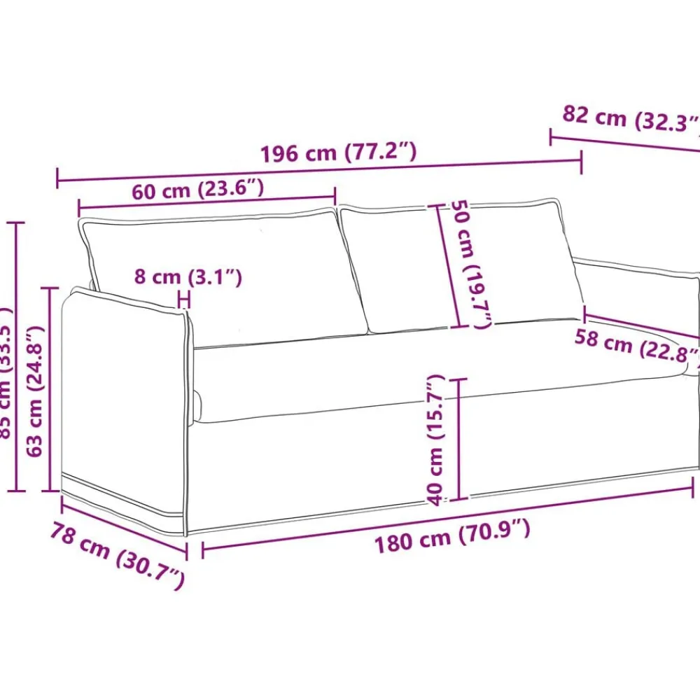 vidaXL Sofás-Juego de Sofá 2 pcs 196 x 82 x 85 cm Tela