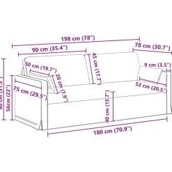 vidaXL Juego de Sofá 2 pcs 198 x 78 x 80 cm tela Crema Online
