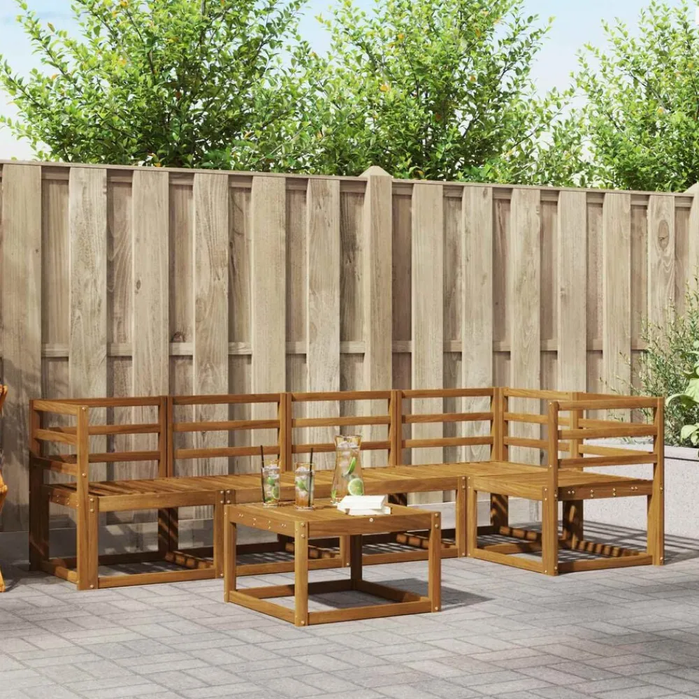vidaXL Juego de Sofá 6 pcs Natural Madera de Acacia Sólida Outlet