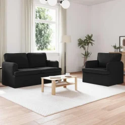 vidaXL Juego de Sofá 2 pcs 144 x 80 x 85 cm tela Negro Outlet