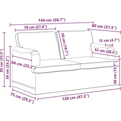 vidaXL Juego de Sofá 2 pcs 144 x 80 x 85 cm tela Negro Outlet