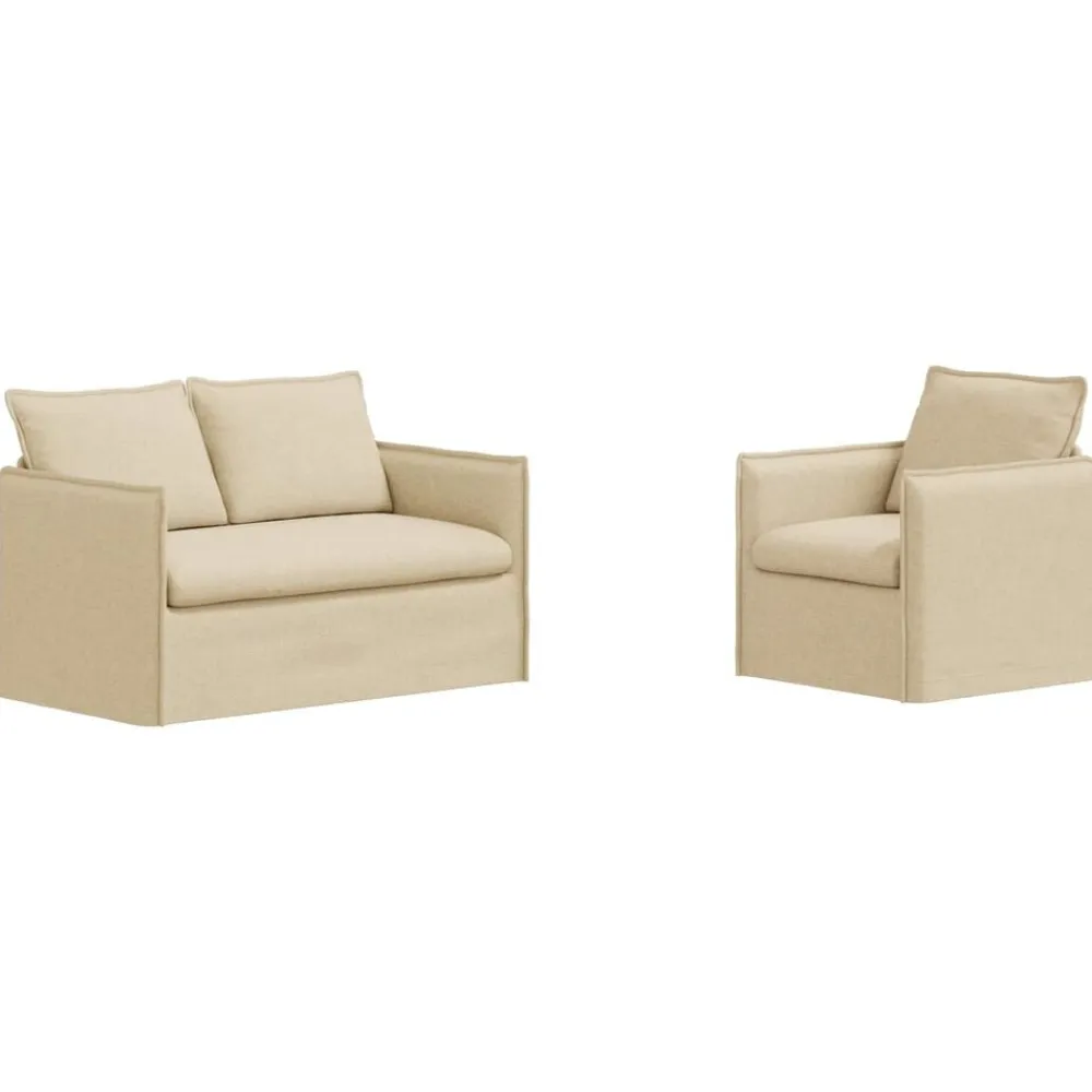 vidaXL Juego de Sofá 2 pcs 136 x 82 x 85 cm Tela Crema Outlet