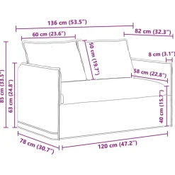 vidaXL Juego de Sofá 2 pcs 136 x 82 x 85 cm Tela Crema Outlet