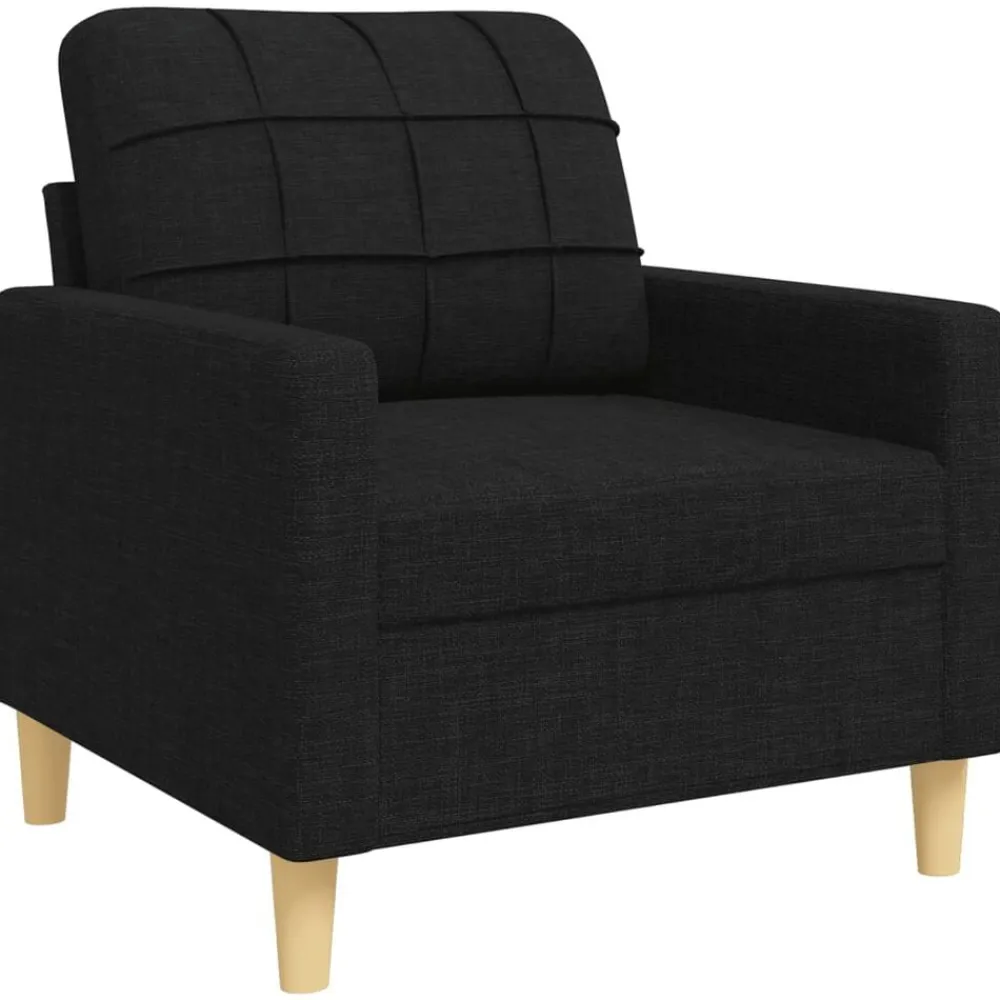 vidaXL Juego de sofá 4 piezas con reposapiés y cojines tela Negro Best