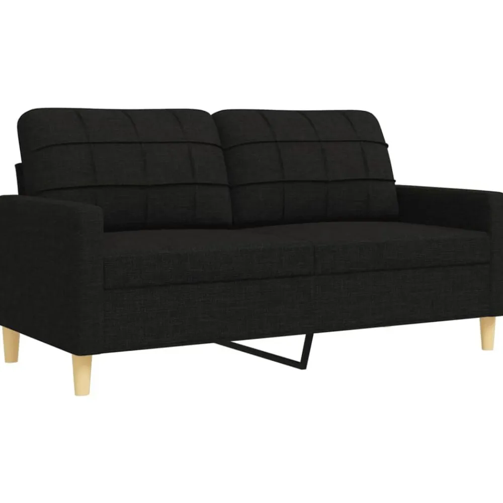 vidaXL Juego de sofá 4 piezas con reposapiés y cojines tela Negro Best