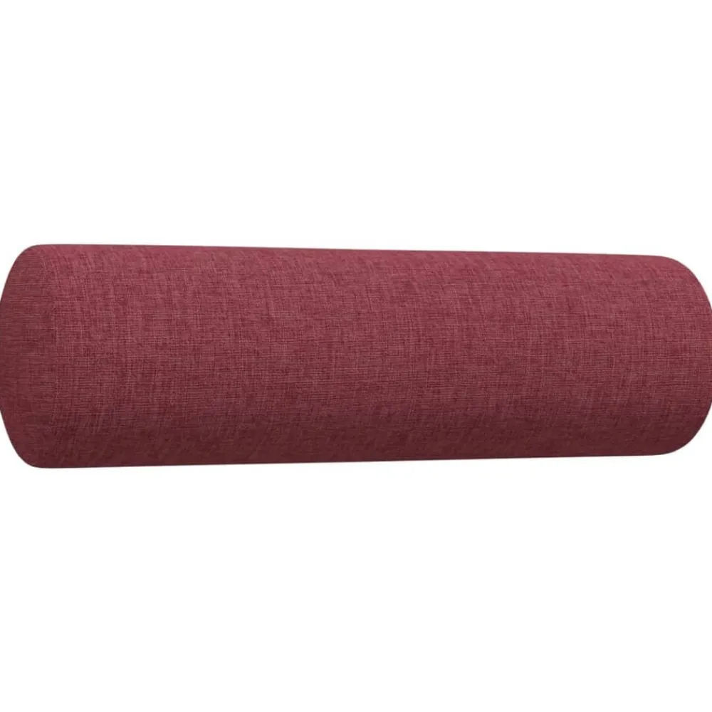 vidaXL Juego de sofá 3 piezas con reposapiés y cojines tela rojo tinto Rojo vino tinto Online