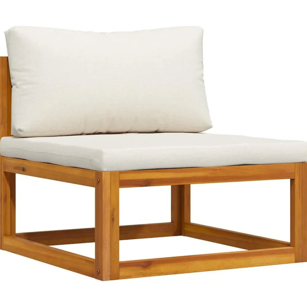 vidaXL Juego de sofá 2 pzas con cojines blanco madera de acacia Crema
