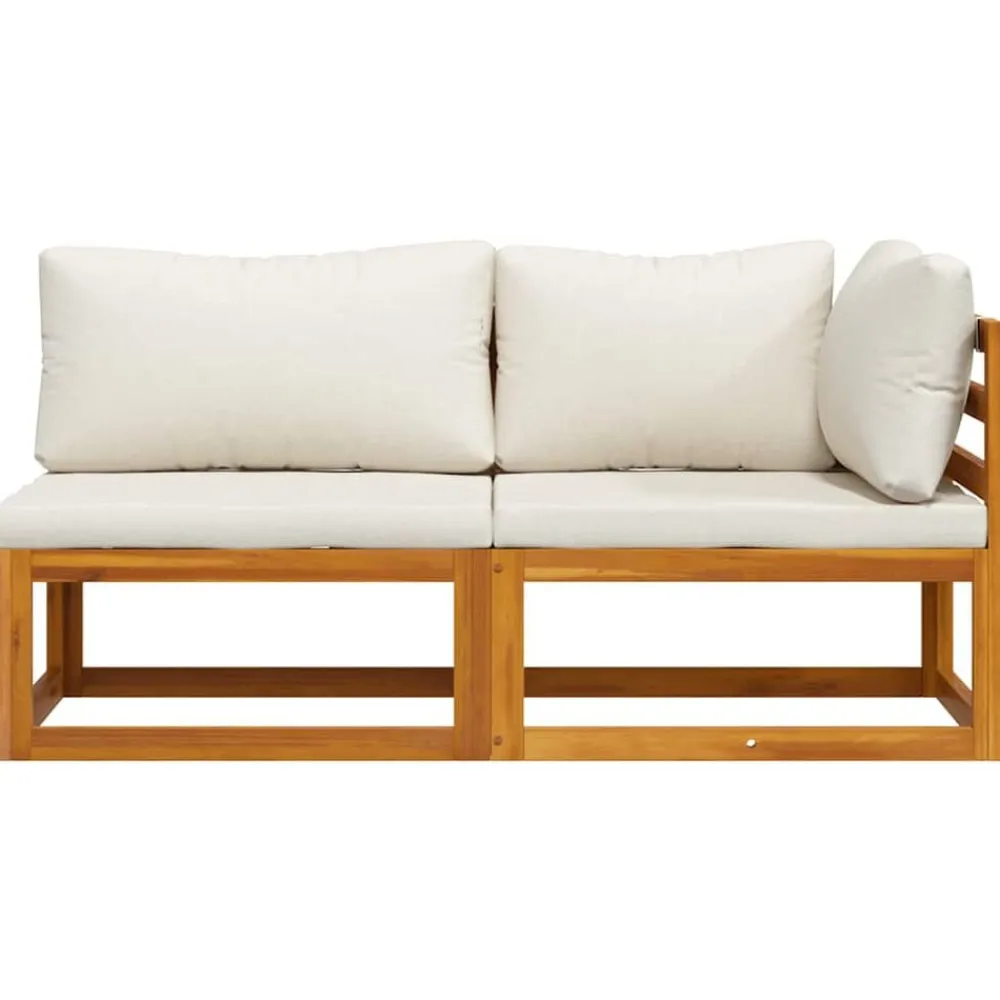 vidaXL Juego de sofá 2 pzas con cojines blanco madera de acacia Crema