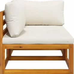 vidaXL Juego de sofá 2 pzas con cojines blanco madera de acacia Crema