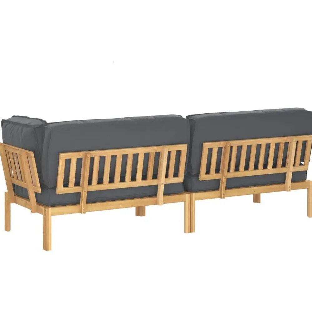 vidaXL Juego de Sofá con cojín 3 pcs Antracita Madera de Acacia Sólida Discount